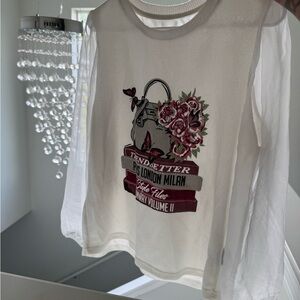 Trendy White Long Sleeve Women's Top with Floral Print